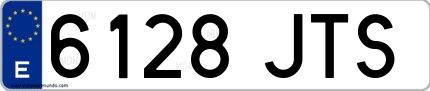 Ejemplo de matrícula española 6128 JTS