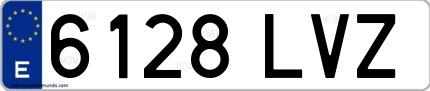 Ejemplo de matrícula española 6128 LVZ