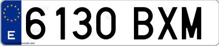 Ejemplo de matrícula española 6130 BXM