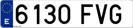 Ejemplo de matrícula española 6130 FVG