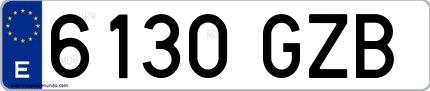 Ejemplo de matrícula española 6130 GZB