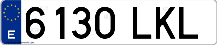 Ejemplo de matrícula de coche ordinaria 6130 LKL