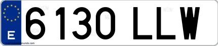 Ejemplo de matrícula española 6130 LLW