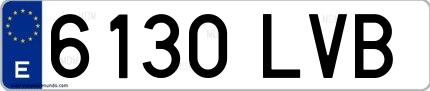 Ejemplo de matrícula española 6130 LVB