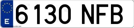 Ejemplo de matrícula española 6130 NFB