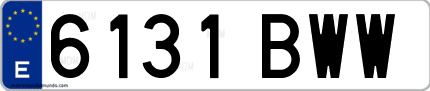Ejemplo de matrícula de coche ordinaria 6131 BWW