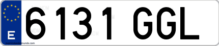 Ejemplo de matrícula de coche ordinaria 6131 GGL