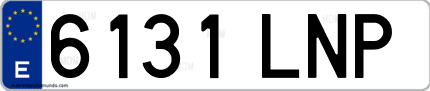 Ejemplo de matrícula de coche ordinaria 6131 LNP