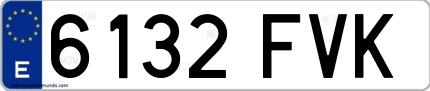 Ejemplo de matrícula española 6132 FVK