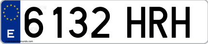 Ejemplo de matrícula de coche ordinaria 6132 HRH