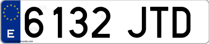 Ejemplo de matrícula de coche ordinaria 6132 JTD