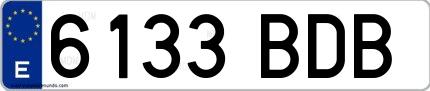 Ejemplo de matrícula española 6133 BDB