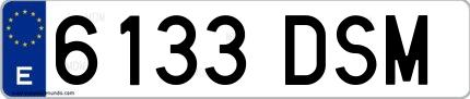 Ejemplo de matrícula española 6133 DSM