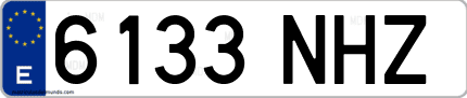 Ejemplo de matrícula de coche ordinaria 6133 NHZ