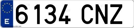 Ejemplo de matrícula de coche ordinaria 6134 CNZ