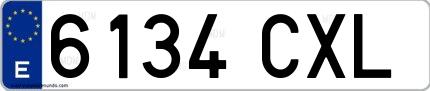 Ejemplo de matrícula española 6134 CXL