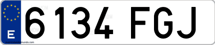 Ejemplo de matrícula de coche ordinaria 6134 FGJ