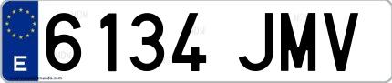 Ejemplo de matrícula de coche ordinaria 6134 JMV