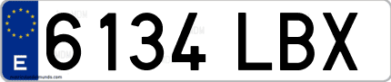 Ejemplo de matrícula de coche ordinaria 6134 LBX