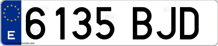 Ejemplo de matrícula de coche ordinaria 6135 BJD