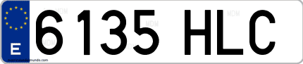 Ejemplo de matrícula de coche ordinaria 6135 HLC