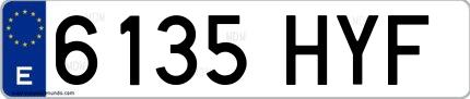 Ejemplo de matrícula española 6135 HYF