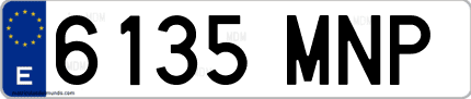 Ejemplo de matrícula de coche ordinaria 6135 MNP