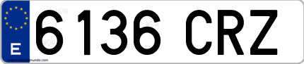 Ejemplo de matrícula de coche ordinaria 6136 CRZ