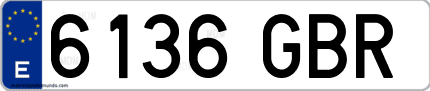 Ejemplo de matrícula de coche ordinaria 6136 GBR
