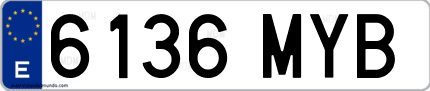 Ejemplo de matrícula de coche ordinaria 6136 MYB