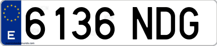 Ejemplo de matrícula de coche ordinaria 6136 NDG