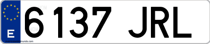 Ejemplo de matrícula de coche ordinaria 6137 JRL