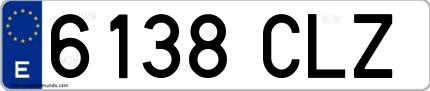 Ejemplo de matrícula española 6138 CLZ
