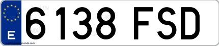Ejemplo de matrícula española 6138 FSD