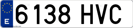 Ejemplo de matrícula de coche ordinaria 6138 HVC