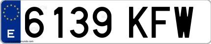 Ejemplo de matrícula española 6139 KFW
