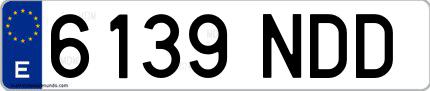 Ejemplo de matrícula española 6139 NDD