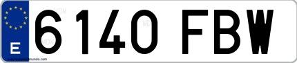Ejemplo de matrícula española 6140 FBW