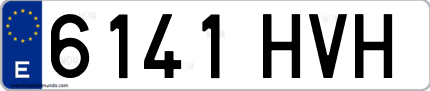 Ejemplo de matrícula de coche ordinaria 6141 HVH