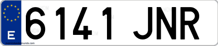 Ejemplo de matrícula de coche ordinaria 6141 JNR