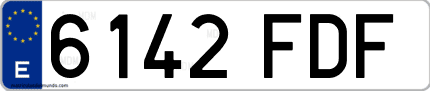 Ejemplo de matrícula de coche ordinaria 6142 FDF