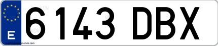 Ejemplo de matrícula española 6143 DBX