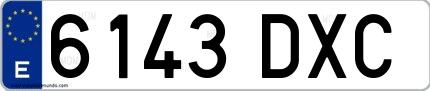 Ejemplo de matrícula española 6143 DXC