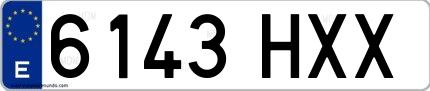 Ejemplo de matrícula de coche ordinaria 6143 HXX