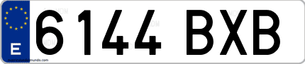 Ejemplo de matrícula de coche ordinaria 6144 BXB