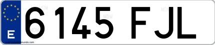 Ejemplo de matrícula española 6145 FJL