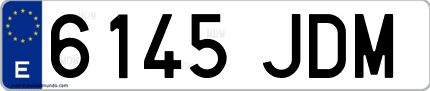 Ejemplo de matrícula de coche ordinaria 6145 JDM
