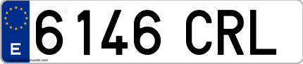 Ejemplo de matrícula de coche ordinaria 6146 CRL