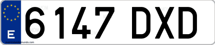 Ejemplo de matrícula de coche ordinaria 6147 DXD