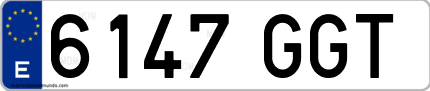 Ejemplo de matrícula de coche ordinaria 6147 GGT